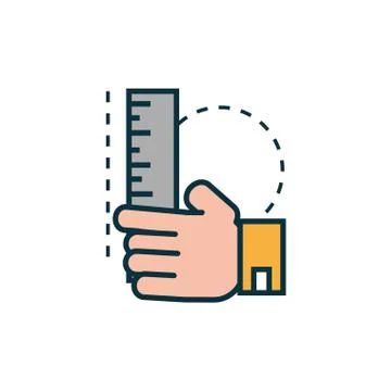 Hand with ruler work tools engineering icon Stock Illustration