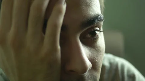 Hand On Sad Man Face HD Stock-Footage 45029037