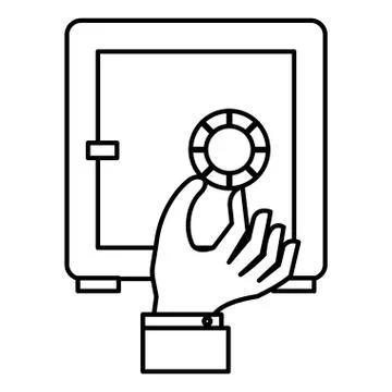 Hand with safe box Stock Illustration