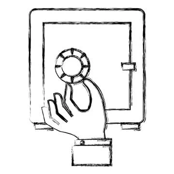 Hand with safe box Stock Illustration