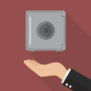 Hand with safe flat icon Stock Illustration
