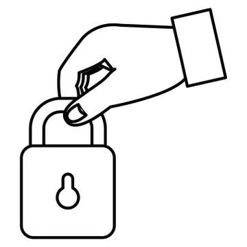 Hand with safe secure padlock Stock-Illustration