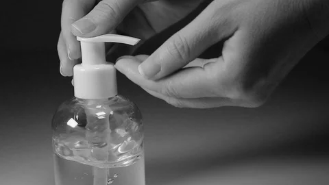 Hand sanitation - B/W Stock Footage 127592405
