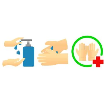 Hand sanitize in 3 views vector design Stock Illustration