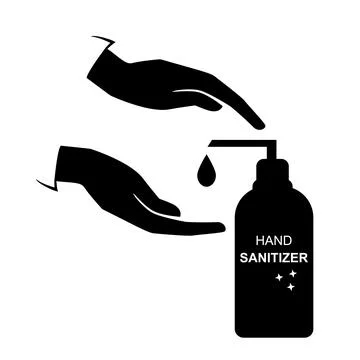 Hand sanitizer black icon vector illustration isolated Stock Illustration