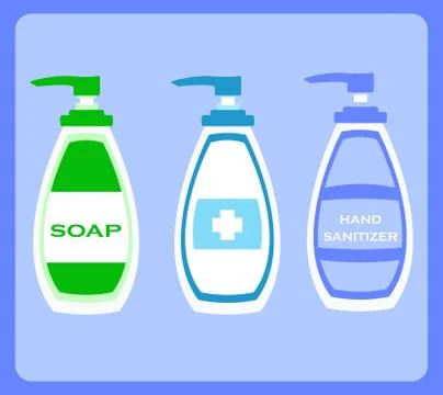 Hand sanitizer bottle  or soap ,vector  symbol for hygiene. for a sign Hand W Stock Illustration