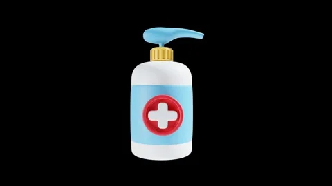 Hand Sanitizer Bottle with Transparent Background in 3D Animation Stock Footage 309318461