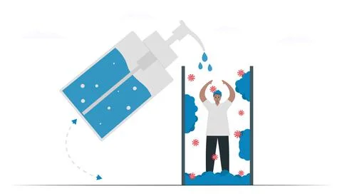 Hand sanitizer can protect coronavirus or other diseases. Isolated vector ele Stock Illustration