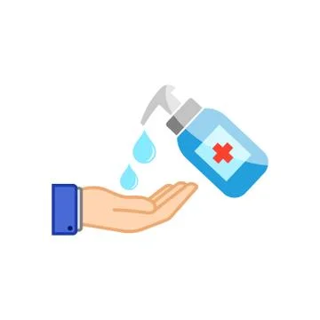 Hand sanitizer icon flat isolated on white background. EPS 10 vector. Stock Illustration