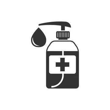 Hand sanitizer icon in flat style. Antiseptic bottle vector illustration on i Stock Illustration