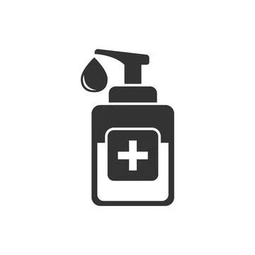 Hand sanitizer icon in flat style. Antiseptic bottle vector illustration on i Stock Illustration