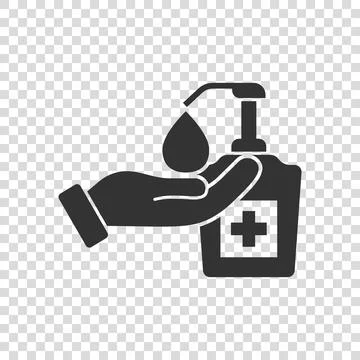 Hand sanitizer icon in flat style. Antiseptic bottle vector illustration on i Illustrazione stock