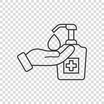 Hand sanitizer icon in flat style. Antiseptic bottle vector illustration on i Illustrazione stock