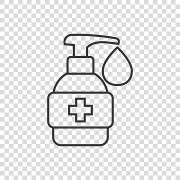 Hand sanitizer icon in flat style. Antiseptic bottle vector illustration on i Stock Illustration