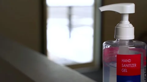 Hand Sanitizer Pump With Hands Video stock 148154887