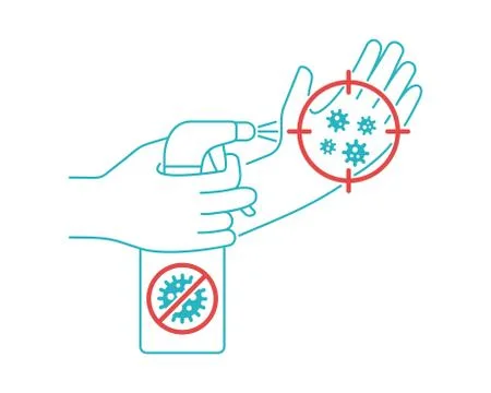 Hand Sanitizer in thin line Stock Illustration