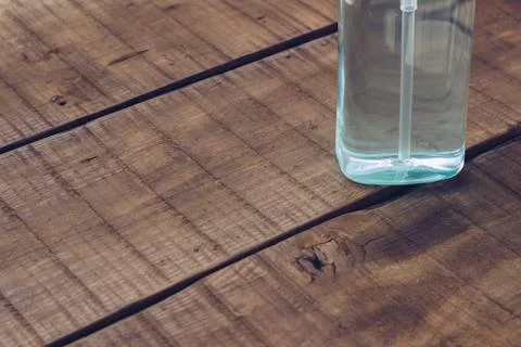 Hand sanitizing gel on the table Stock Photos