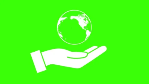 Hand save the earth 4k green screen animated icon hand save the earth green.. Stock Footage 301695624