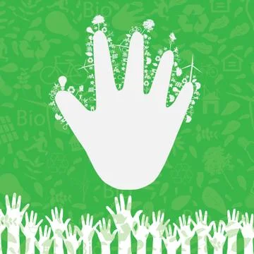 Hand save the earth conceptual. vector illustration Illustrazione stock