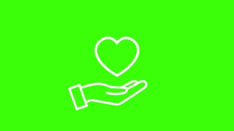 Hand save heart 4k green screen animated hand icon keep health green screen.. Stock Footage 301695713