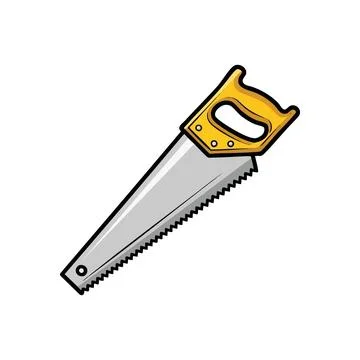 (Hand Saw Carpenter Tool Graphic. A vibrant illustration of a traditional w.. Stock Illustration