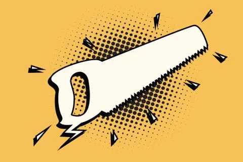 Hand saw cartoon bubble Stock Illustration