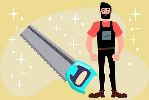 Hand Saw Concept Illustration Vector Style Illustration Stock Illustration