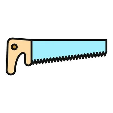 Hand saw construction tool woodworking flat icon Stock Illustration