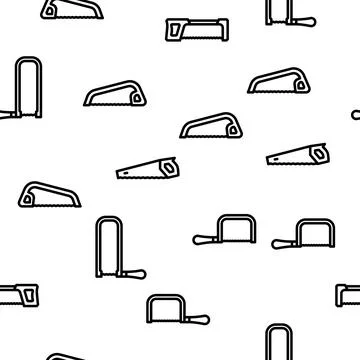 Hand saw construction vector seamless pattern Stock Illustration