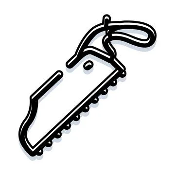 Hand saw cutting tool line art illustration Ilustración de archivo