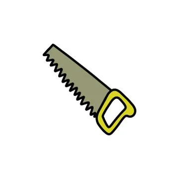 Hand saw doodle icon, vector color illustration Stock Illustration