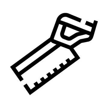 Hand saw icon outlining carpentry woodworking tool Ilustración de archivo