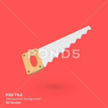 Hand saw isolated 3d render icon illustration PSD 模板