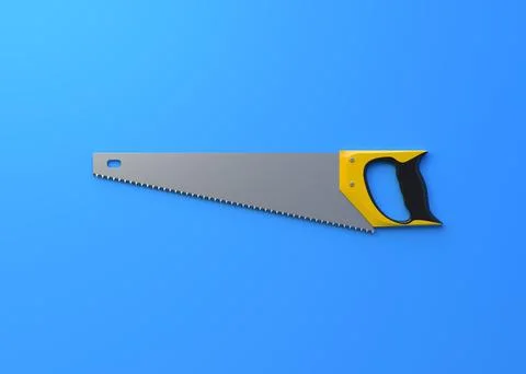 Hand saw isolated on blue background 스톡 일러스트