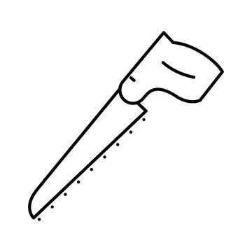 Hand saw line drawing for carpentry and construction work Ilustración de archivo