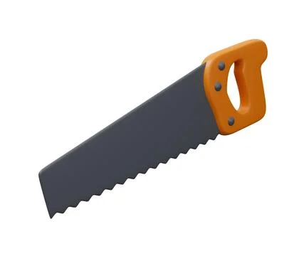 Hand saw tool 3d. 3d render minimal cartoon illustration Ilustração Stock
