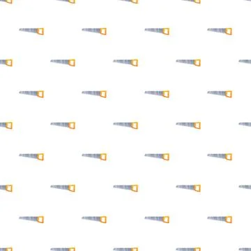 Hand saw tool carpentry seamless repeating pattern Stock Illustration