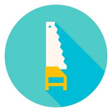 Hand Saw Tool Circle Icon Stock Illustration