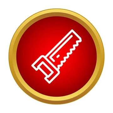 Hand saw tool icon on red circle Ilustración de archivo