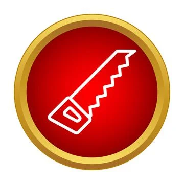 Hand saw tool icon on red circle button Ilustración de archivo