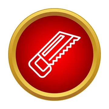 Hand saw tool outline icon in red circle Ilustración de archivo