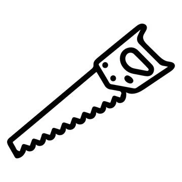 Hand Saw Tool Outline Vector Icon Stock Illustration