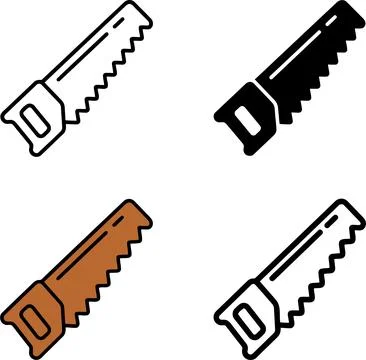 Hand Saw Tool Set, Woodworking Equipment, Black and Brown Design イラスト素材