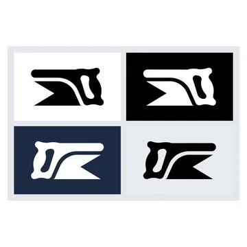Hand Saw Tool Silhouette Icon Set Stock Illustration