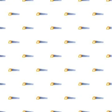 Hand saw tools repeating pattern illustration seamless background Stock Illustration