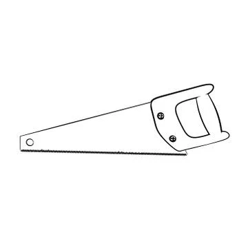 Hand saw.Isolated on white background. Vector outline illustration. 스톡 일러스트