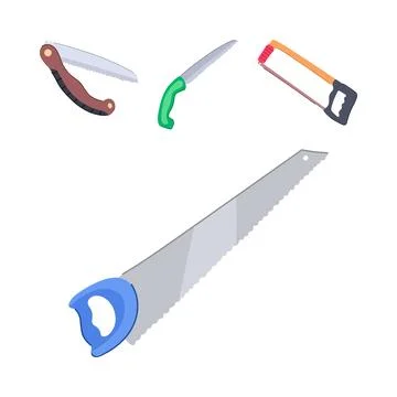 Hand saws collection for construction and woodworking tasks Illustration