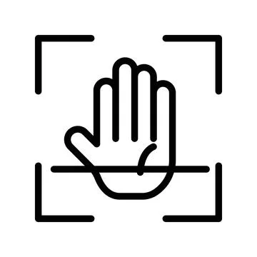 Hand scan icon linear logo mark in black and white イラスト素材