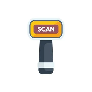 Hand scanner scanning bar code with yellow screen Illustrazione stock
