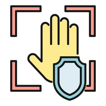 Hand scanning biometric authentication with security shield icon 스톡 일러스트